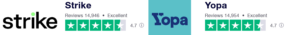 Strike vs Yopa on Trustpilot Reviews